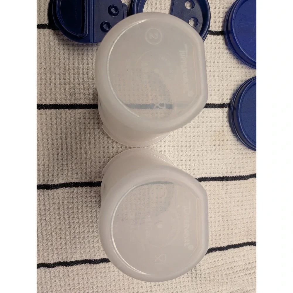 Tupperware 3 Modular Mates‎ Round Blue Set Pantry Storage Canisters
